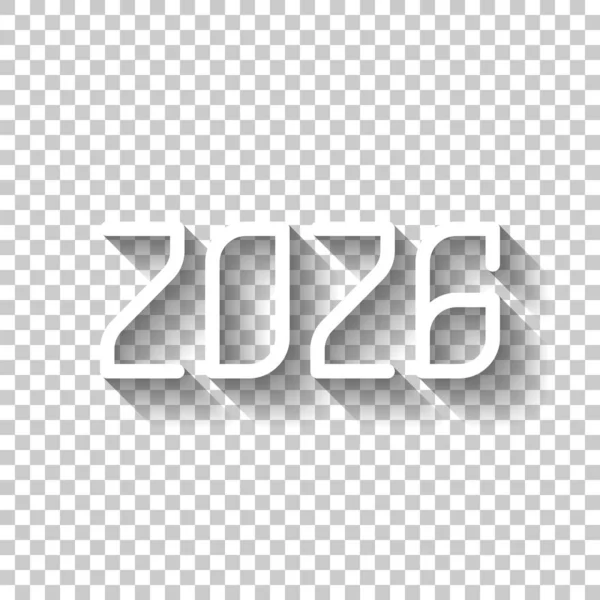 2026 数字アイコン 明けましておめでとう 透明な背景に影のついた白いアイコン — ストックベクタ
