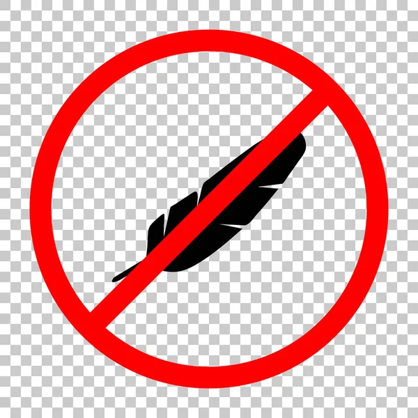 羽毛的简单图标 不允许 红色警告标志中的黑色对象 背景透明 — 图库矢量图片