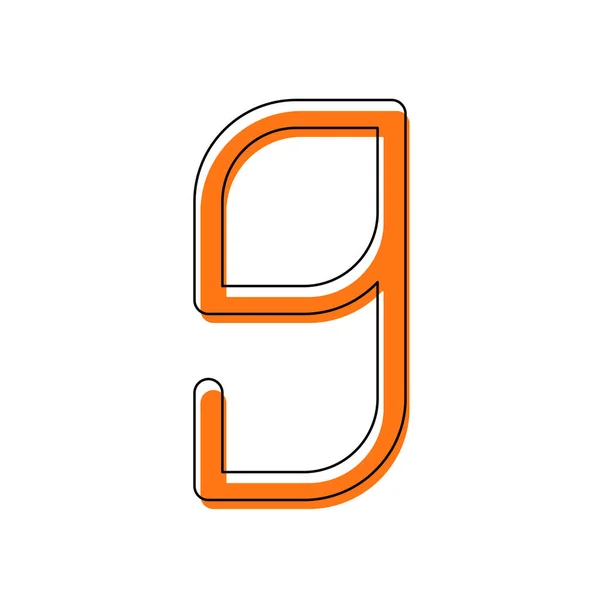 Number Numeral Ninth Isolated Icon Consisting Black Thin Contour Orange — Stock Vector