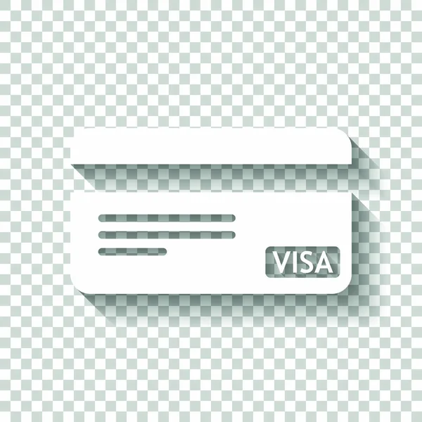 Кредитка Виза Простой Силуэт Белый Значок Тенью Прозрачном Фоне — стоковый вектор