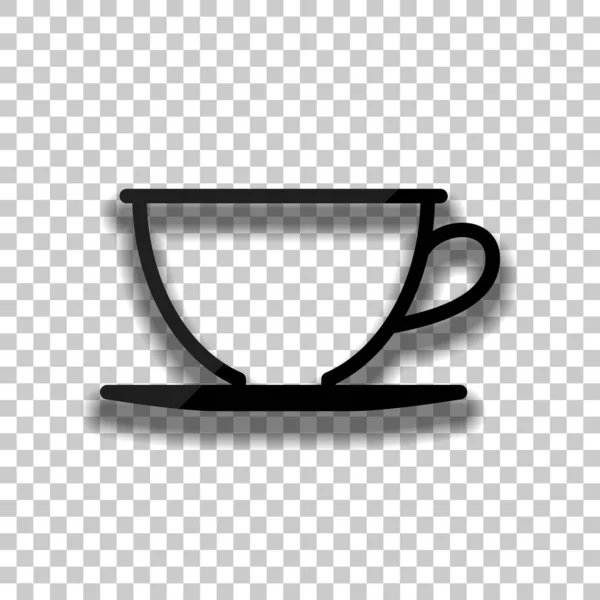 Simple Cup Coffee Tea Linear Icon Thin Outline Black Glass — Stock Vector