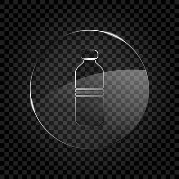一瓶水 简单的图标 在黑暗透明网格上的圆形玻璃气泡图标 玻璃风格 — 图库矢量图片