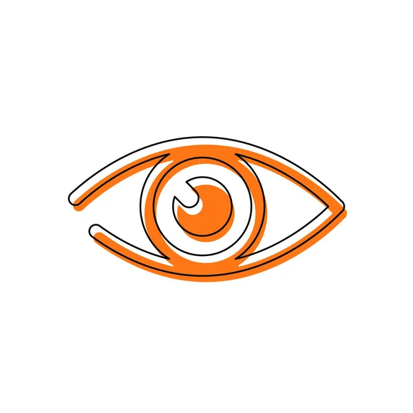 Icône Simple Oeil Icône Isolée Composée Contour Mince Noir Orange — Image vectorielle