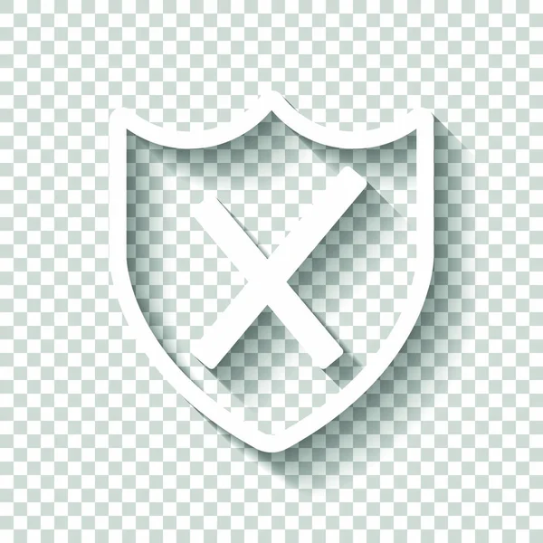 Bescherming Gebroken Eenvoudige Pictogram Witte Icoon Met Schaduw Transparante Achtergrond — Stockvector