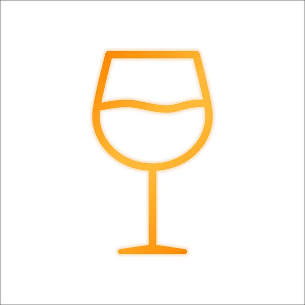 Weinglas Vorhanden Lineare Dünne Umrisse Orangefarbenes Schild Mit Wenig Licht — Stockvektor