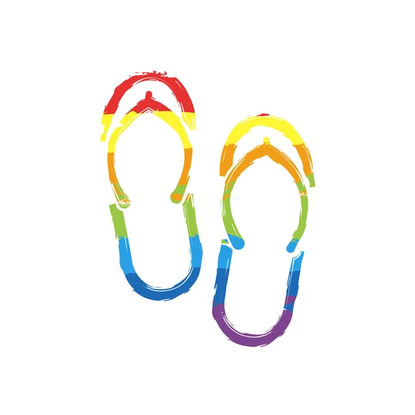 Des Chaussons Plage Flip Flops Icône Panneau Dessin Style Lgbt — Image vectorielle