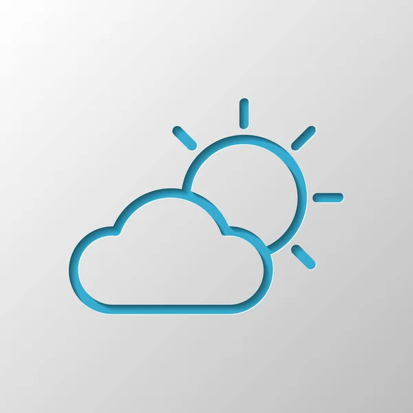 Sole Nube Simbolo Meteo Icona Lineare Con Contorno Sottile Progettazione — Vettoriale Stock