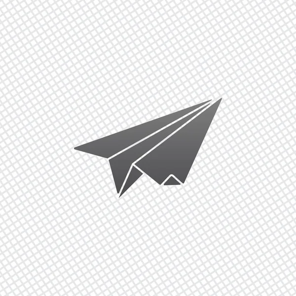 Avião Papel Origami Planador Fundo Grelha — Vetor de Stock