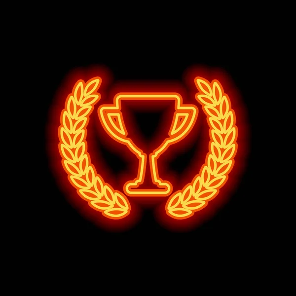 Κύπελλο Πρωταθλητριών Δάφνινο Στεφάνι Απλή Εικόνα Πορτοκαλί Neon Στυλ Μαύρο — Διανυσματικό Αρχείο