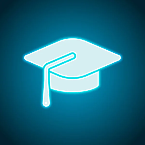 毕业帽 教育图标 霓虹灯风格 浅色装饰图标 明亮的电符号 — 图库矢量图片