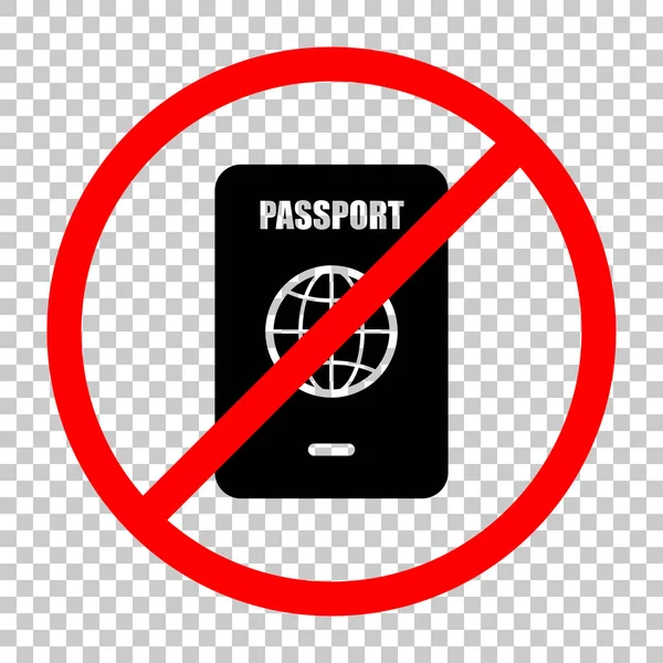 pasaport, basit simgesi. Siyah kırmızı uyarı işareti şeffaf arka plan ile nesnesinde izin yok