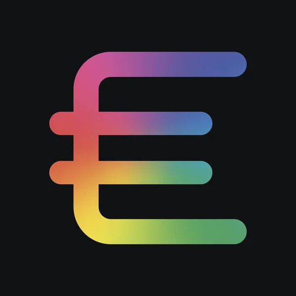 ユーロのシンボル シンプルなアイコン 虹色と暗い背景 — ストックベクタ