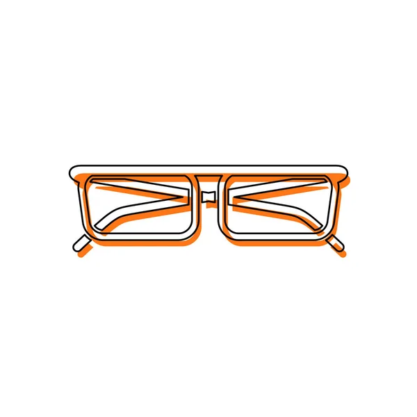 眼鏡のアイコン 分離アイコンが黒の薄い輪郭とオレンジ移動異なるレイヤー上充填から成る 白背景 — ストックベクタ