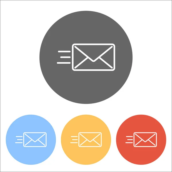 Enviar Icono Correo Línea Sms Conjunto Iconos Blancos Círculos Colores — Vector de stock