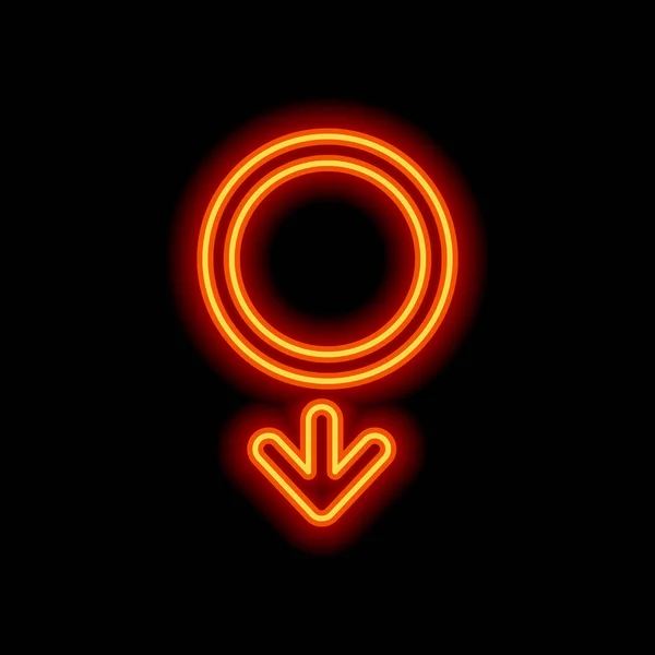 Gender Symbol Linear Symbol Simple Men Icon Orange Neon Style — Stock Vector