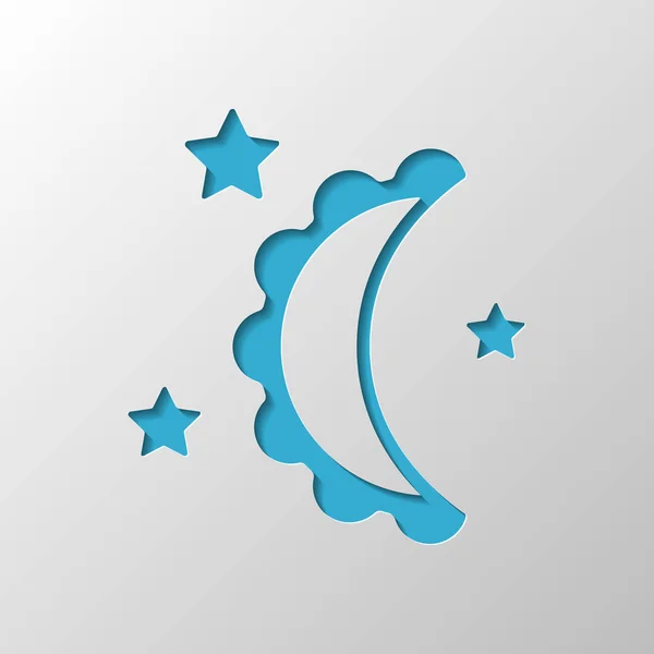 Lua Estrelas Silhueta Simples Desenho Papel Símbolo Cortado Com Sombra — Vetor de Stock