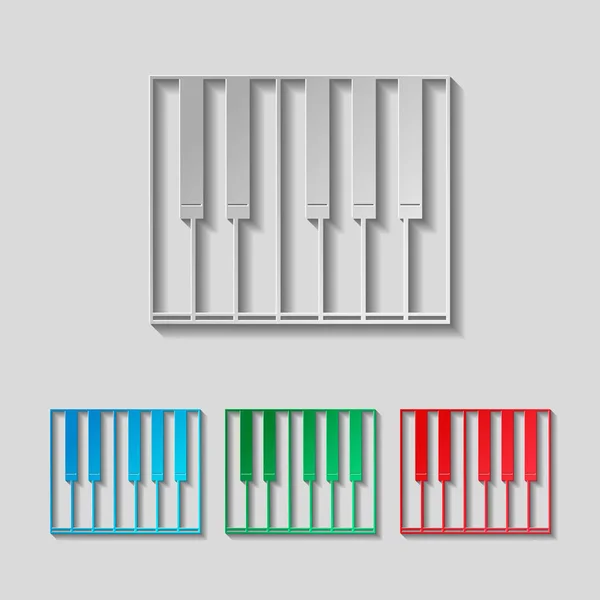 Icono Piano Simple Set Papel Coloreado — Vector de stock