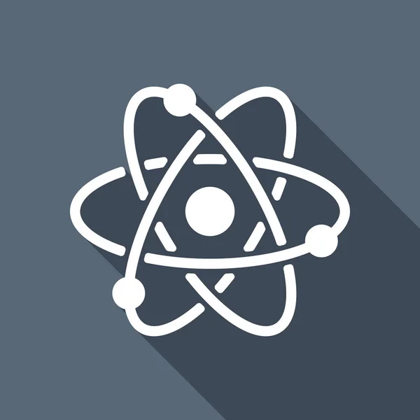 Επιστημονική Atom Σύμβολο Απλό Εικονίδιο Λευκή Επίπεδη Εικονίδιο Μεγάλη Σκιά — Διανυσματικό Αρχείο