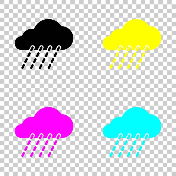 Дощ Іконка Погоди Кольоровий Набір Піктограм Cmyk Прозорому Фоні — стоковий вектор