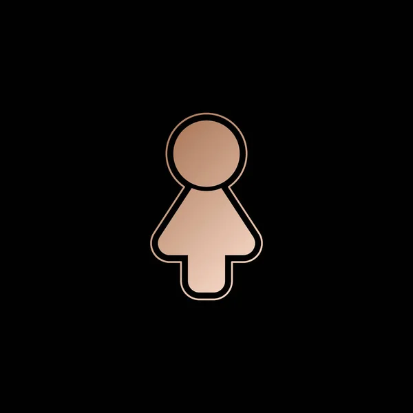 Weibliches Symbol Einfache Ikone Der Frau Rotgold Stil Auf Schwarzem — Stockvektor