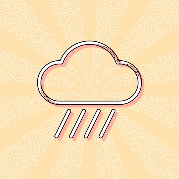 Хмарність Дощ Погода Проста Піктограма Лінійний Стиль Урожай Ретро Типографії — стоковий вектор