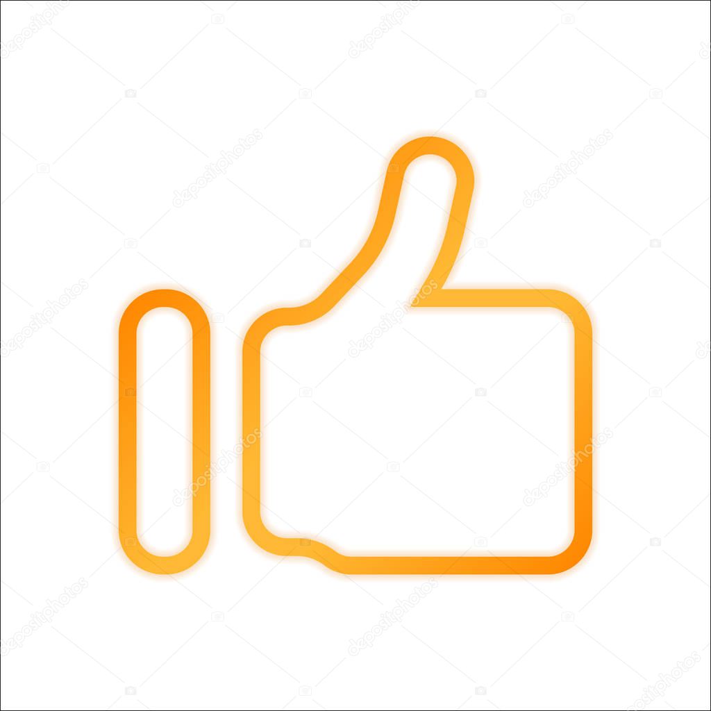 Simple like icon. Social symbol. Orange sign with low light on white background