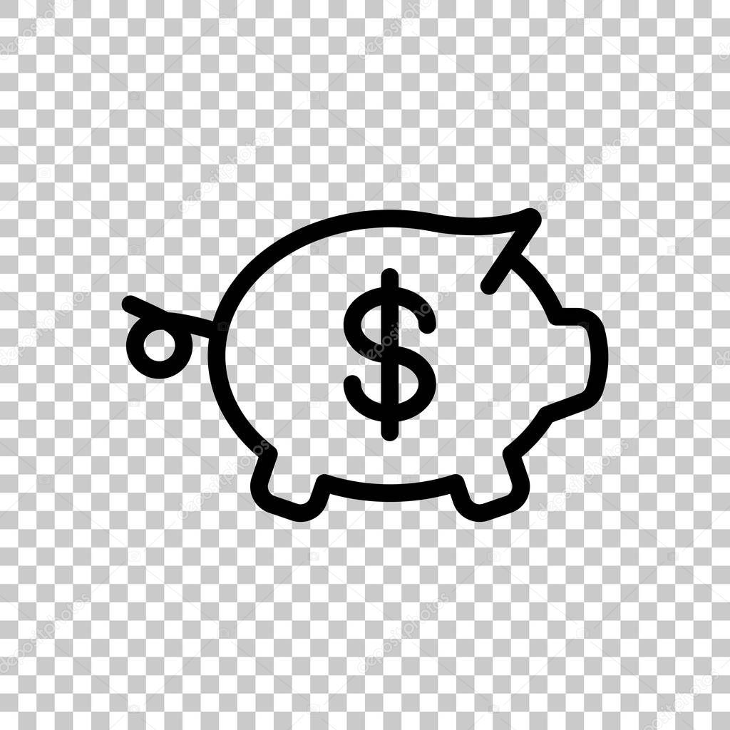 Piggy bank with dollar symbol. Business icon. On transparent background.