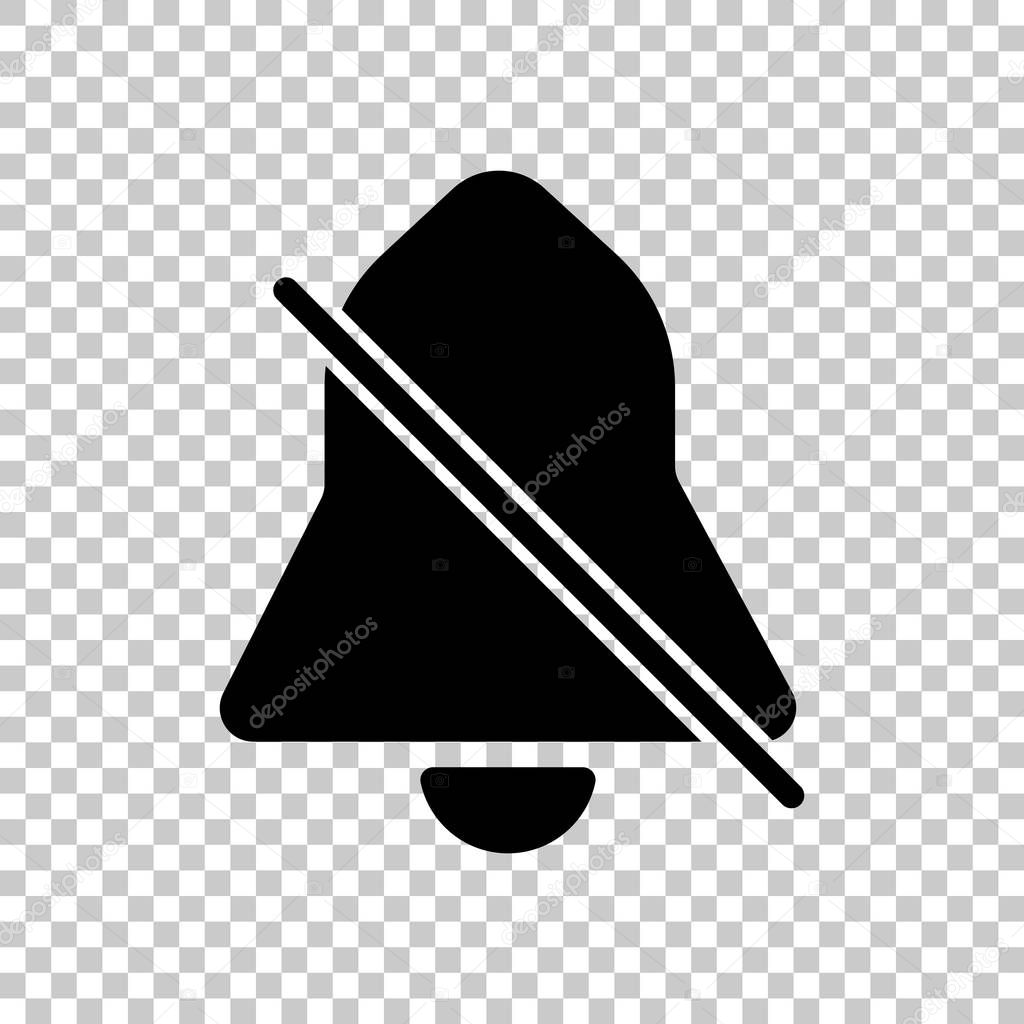 silent bell. simple icon. Black symbol on transparent background