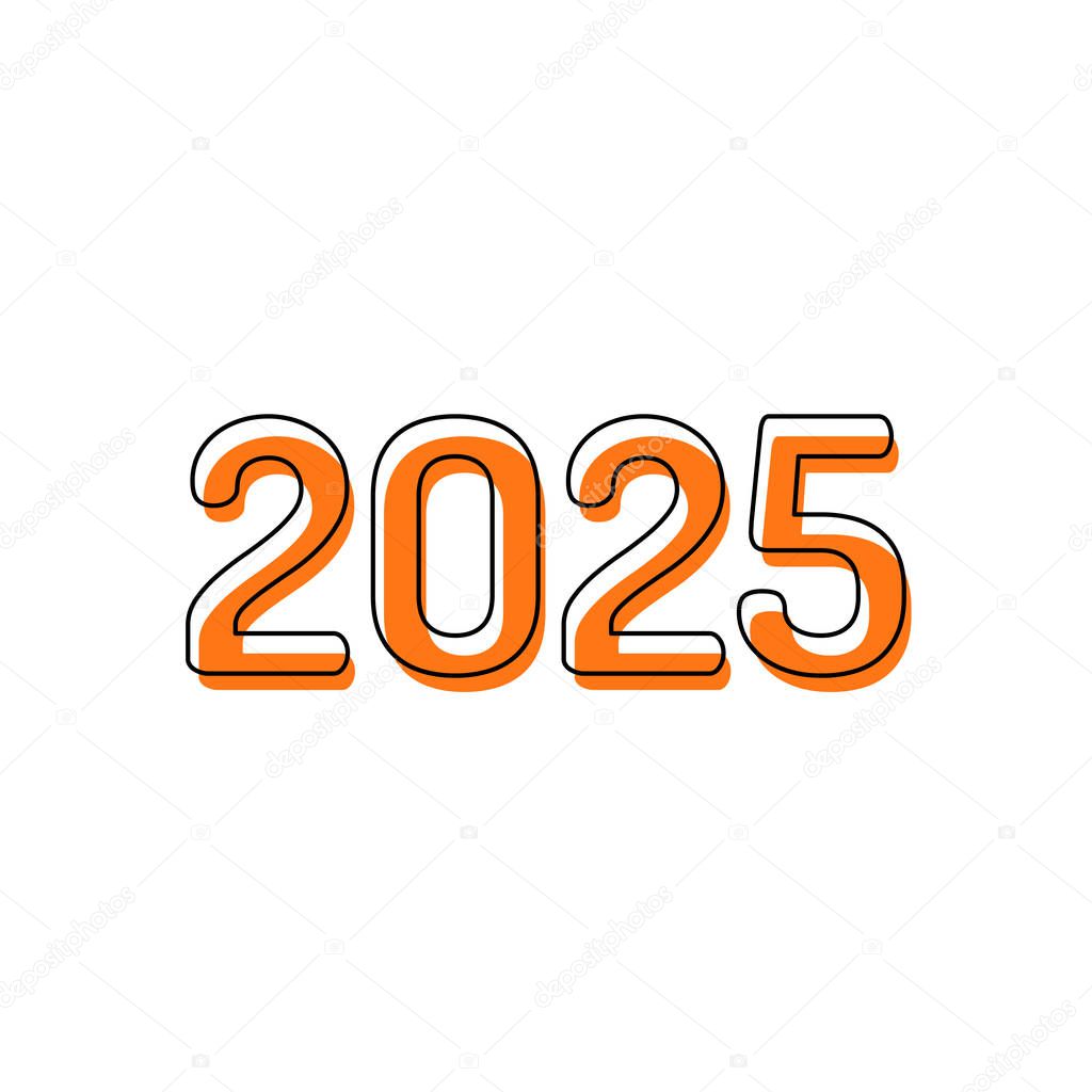 2025 número icono. Feliz Año Nuevo. Icono aislado compuesto por
