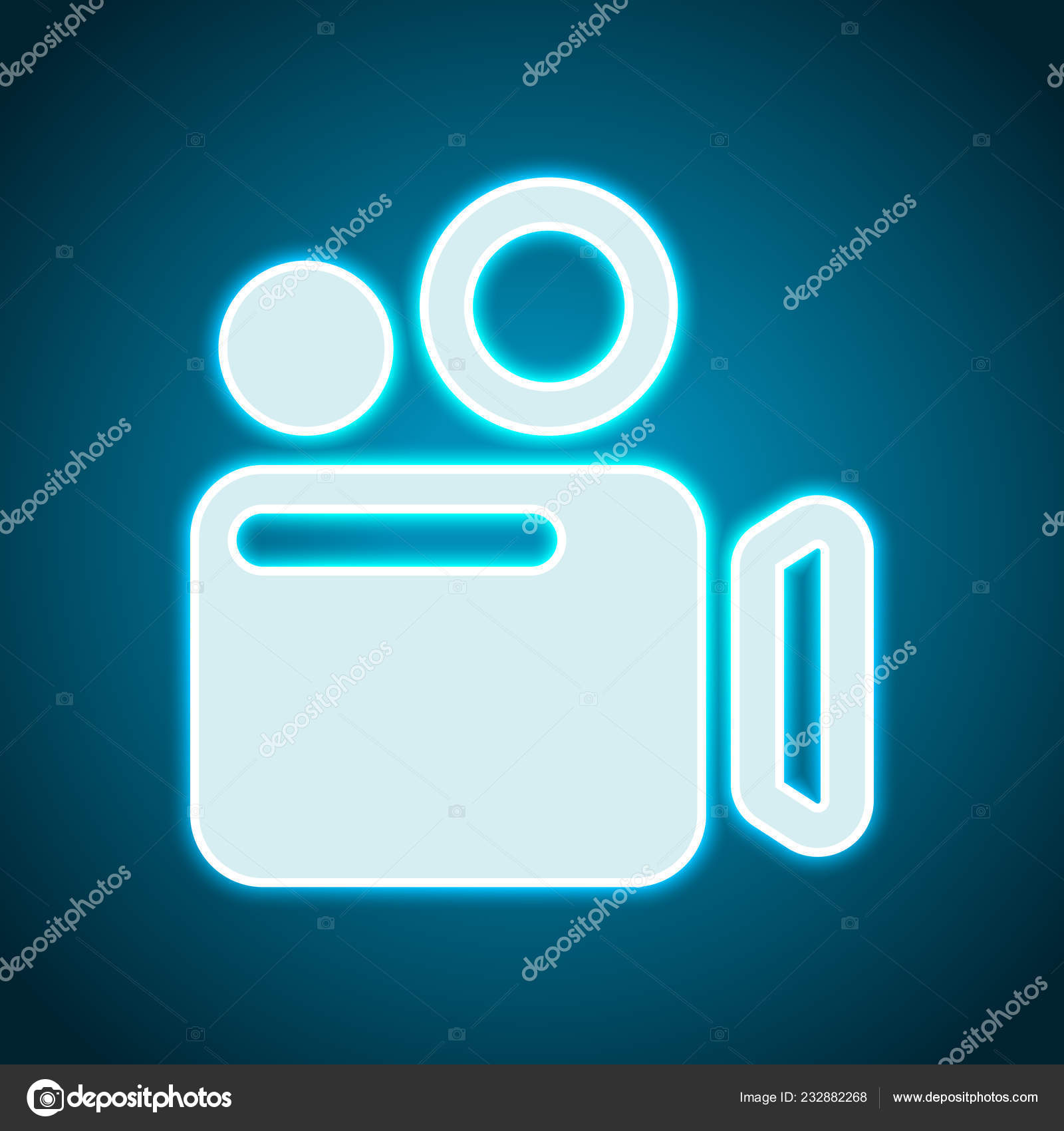 pix Neon Camera Logo White depositphotos