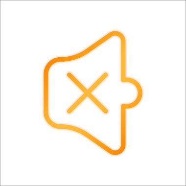 Basit birim sessiz. Doğrusal, ince anahat. Portakal işareti beyaz arka plan üzerinde düşük ışık ile