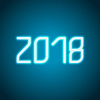 2018 sayı simgesi. Yeni Yılınız Kutlu Olsun. Neon tarzı. Işık dekorasyon simgesi. Parlak elektrik sembolü