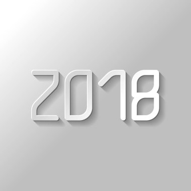 2018 sayı simgesi. Yeni Yılınız Kutlu Olsun. Kağıt tarzı ile gölge gri arka plan üzerinde