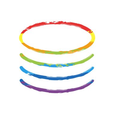 Veritabanı simgesi. Basit doğrusal sembol, ince anahat. Çizim işaretiyle Lgbt stil, gökkuşağı (kırmızı, turuncu, sarı, yeşil, mavi, Indigo, menekşe, yedi renk