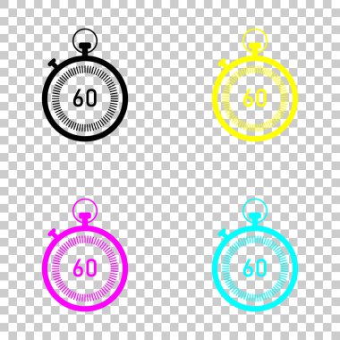 Kronometre. basit simgesi. Cmyk simgeleri şeffaf arka plan üzerinde renkli dizi