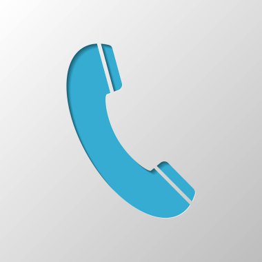 Telefon ahizesi simgesi. Kağıt tasarımı. Gölge ile düzenlenen sembolü