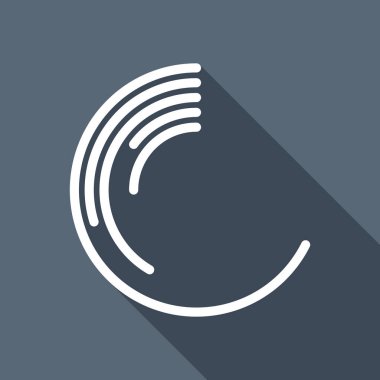 İş pasta grafiği simgesi. Uzun Gölge arka plan üzerinde beyaz düz simgesi