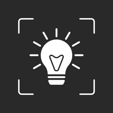 Eski ampul ışık ile. basit tek simge. Beyaz nesne kamera otomatik odaklama koyu arka plan üzerinde