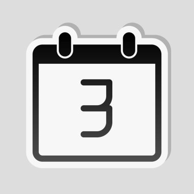 3 günlük, basit simgesi ile takvim. Etiket tarzı ile beyaz ve gri arka plan üzerinde basit gölge