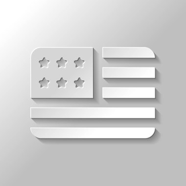 basit ABD bayrağı simgesi. Dikdörtgen şekli. Kağıt tarzı ile gölge gri arka plan üzerinde