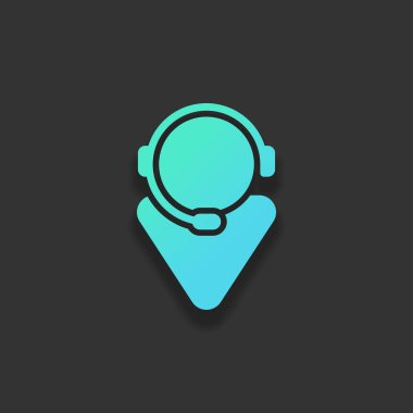 Müşteri Hizmetleri. servisini destekleyen. basit simgesi. Renkli logo kavramı koyu arka plan üzerinde yumuşak gölge ile. Masmavi okyanus rengini simgesi