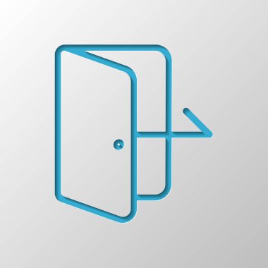 Çıkış simgesi. Doğrusal, ince anahat. Kağıt tasarımı. Gölge ile düzenlenen sembolü