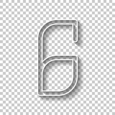 Sayı 6, rakamı, altıncı. Gölge şeffaf arka plan üzerinde beyaz anahat işaretiyle