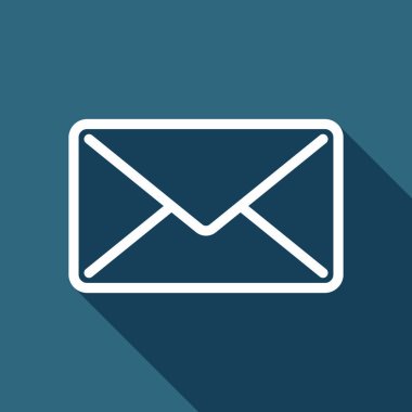 posta kapat simgesini. Uzun Gölge arka plan üzerinde beyaz düz simgesi