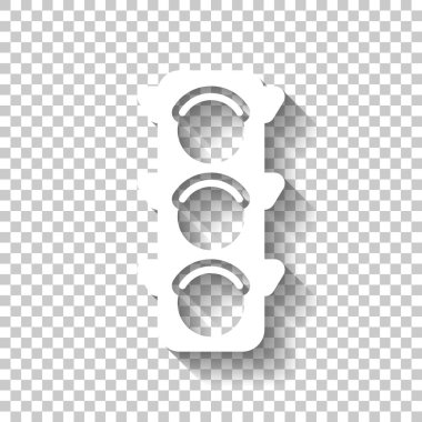 Trafik ışığı simgesi. Gölge şeffaf arka plan üzerinde beyaz simgesi