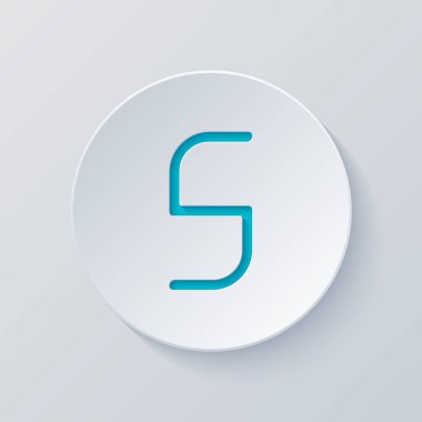 Sayı 5, rakamı, beşinci. Gri ve mavi katmanları ile daire kes. Kağıt tarzı