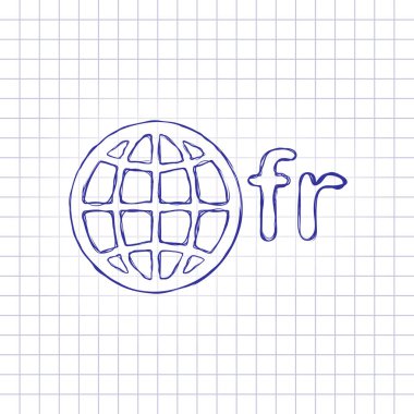 Fransa, küre ve fr. el etki alanı resim kağıdı kağıda çizilmiş. Mavi mürekkep, anahat kroki tarzı. Damalı zemin üzerine doodle