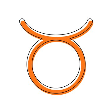 Astrolojik işaret. Toros basit simgesi. İzole simge siyah ince dağılımı ve farklı katmanlarda doldurma taşındı turuncu oluşan. Beyaz arka plan