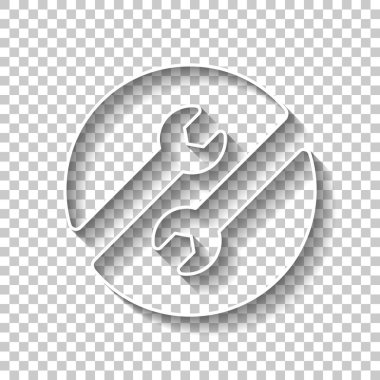 Onarım Servisi, anahtarı daire içinde birkaç. Gölge şeffaf arka plan üzerinde beyaz anahat işaretiyle