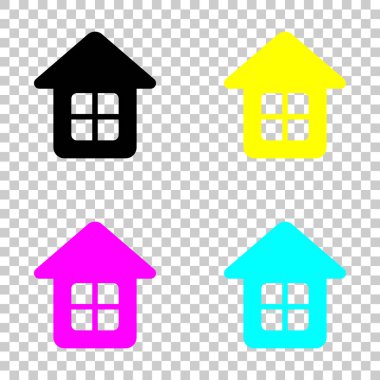 Basit ev simgesi. Cmyk simgeleri şeffaf arka plan üzerinde renkli dizi